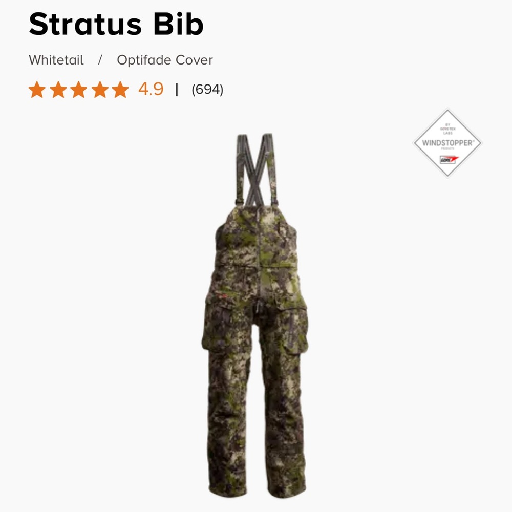Brand new Sitka stratus bibs
